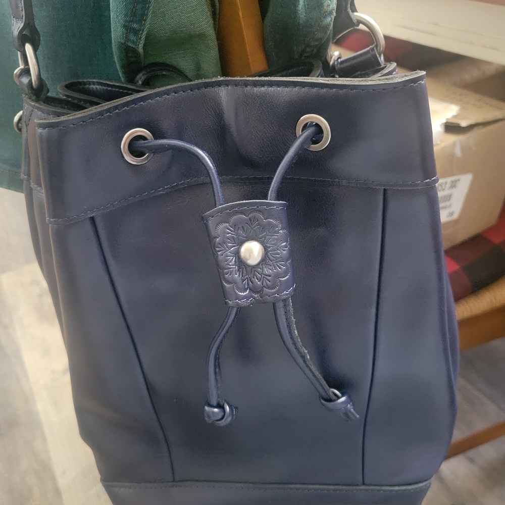 Patricia Nash Midnight Blue Leather Shoulder Bag